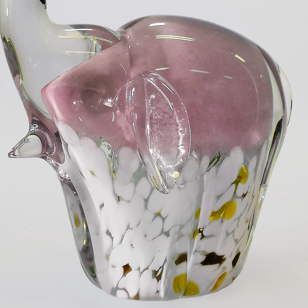 Glass Elephants - White & Gold Base - 19cm - Image 2