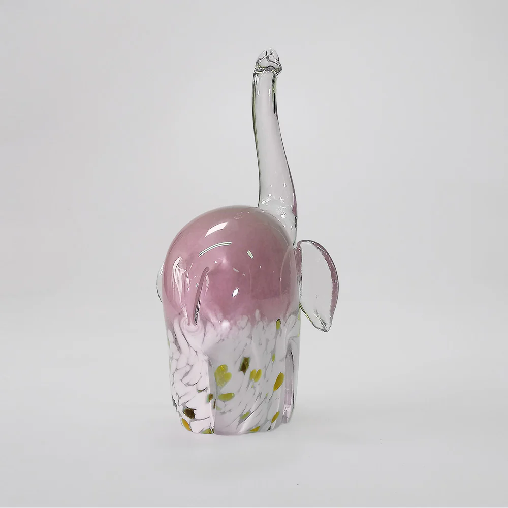 Glass Elephants - White & Gold Base - 19cm - Image 3