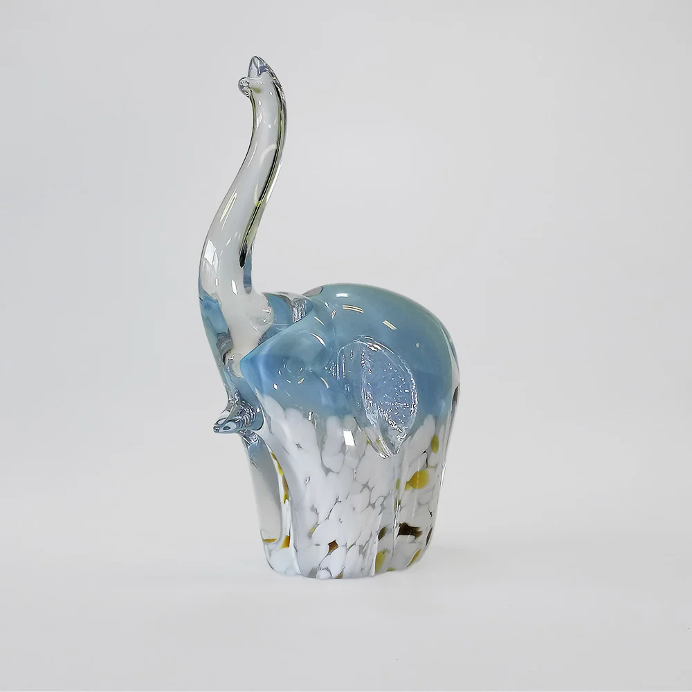 Glass Elephants - White & Gold Base - 19cm - Image 4