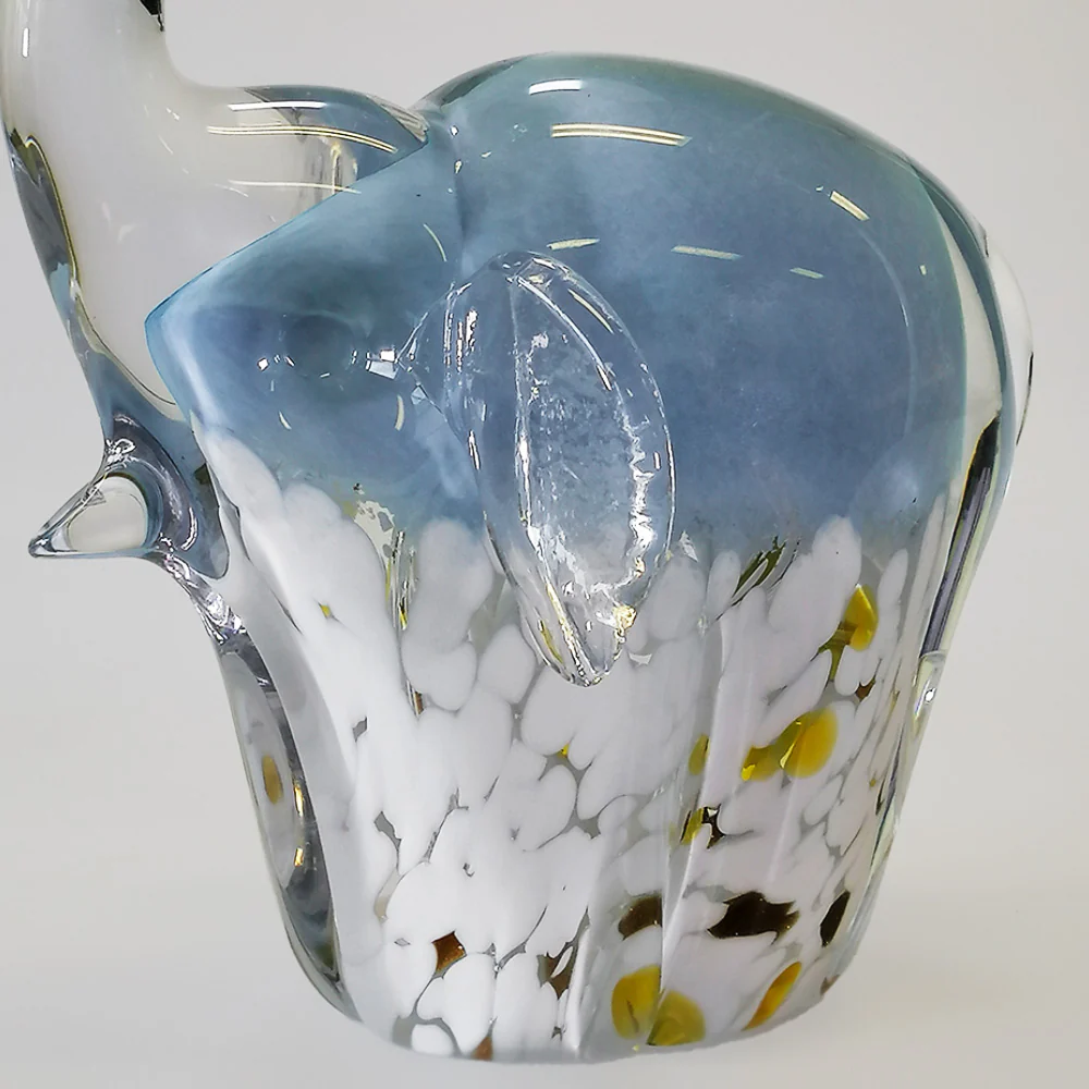 Glass Elephants - White & Gold Base - 19cm - Image 5