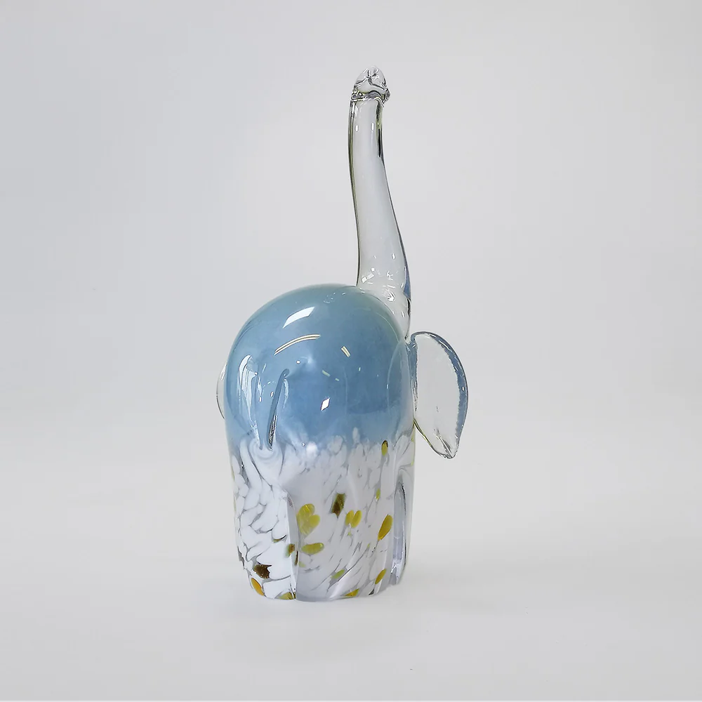 Glass Elephants - White & Gold Base - 19cm - Image 6