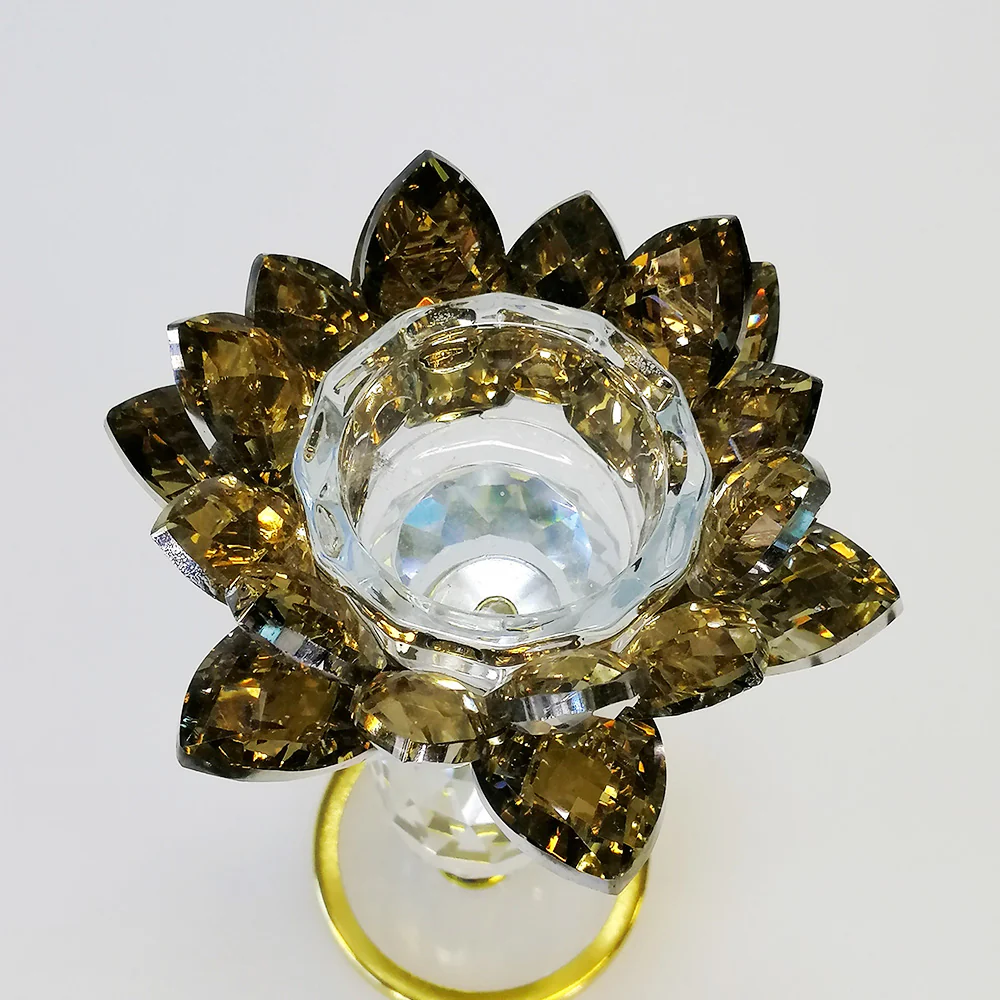 Glass Flower Candle Holder - Gold - Image 2