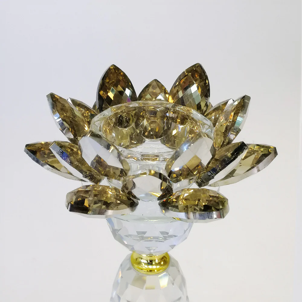 Glass Flower Candle Holder - Gold - Image 3