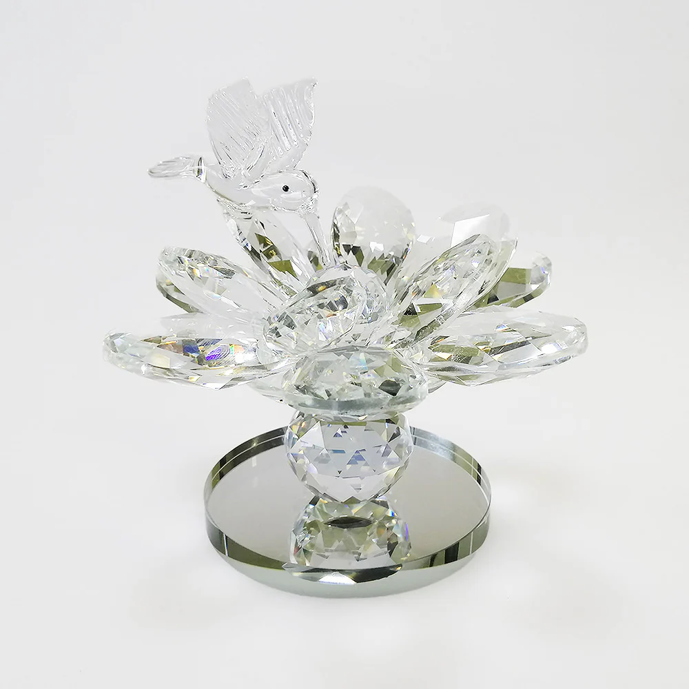 Glass Hummingbird On Flower - Clear
