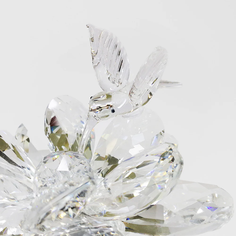 Glass Hummingbird On Flower - Clear - Image 2