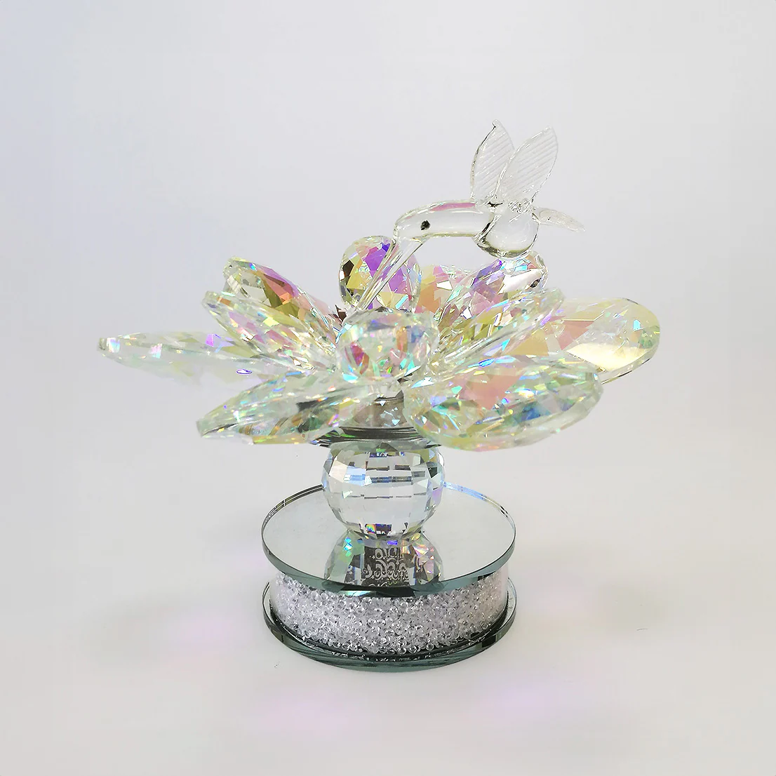 Glass Hummingbird On Flower - Small
