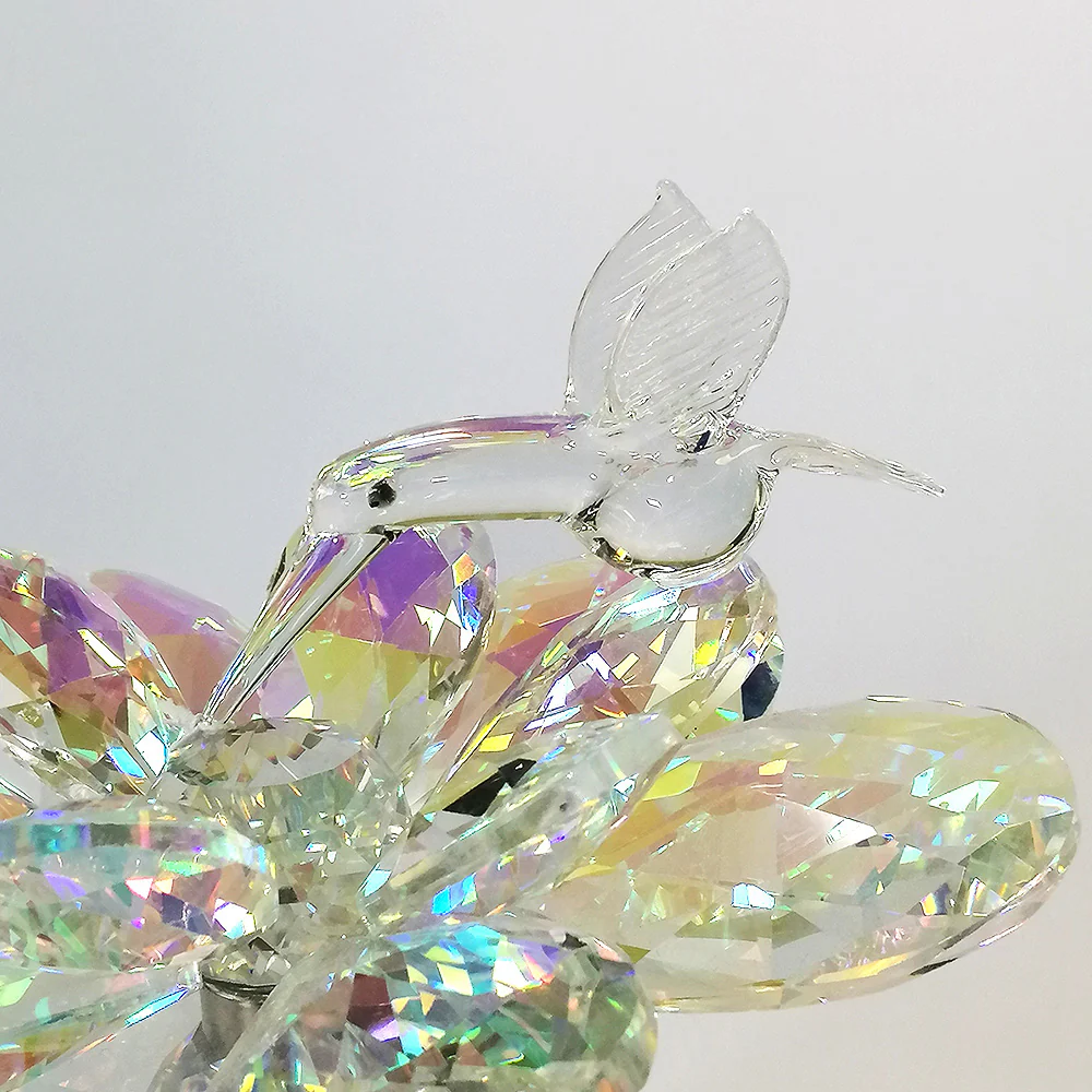 Glass Hummingbird On Flower - Large - Image 2