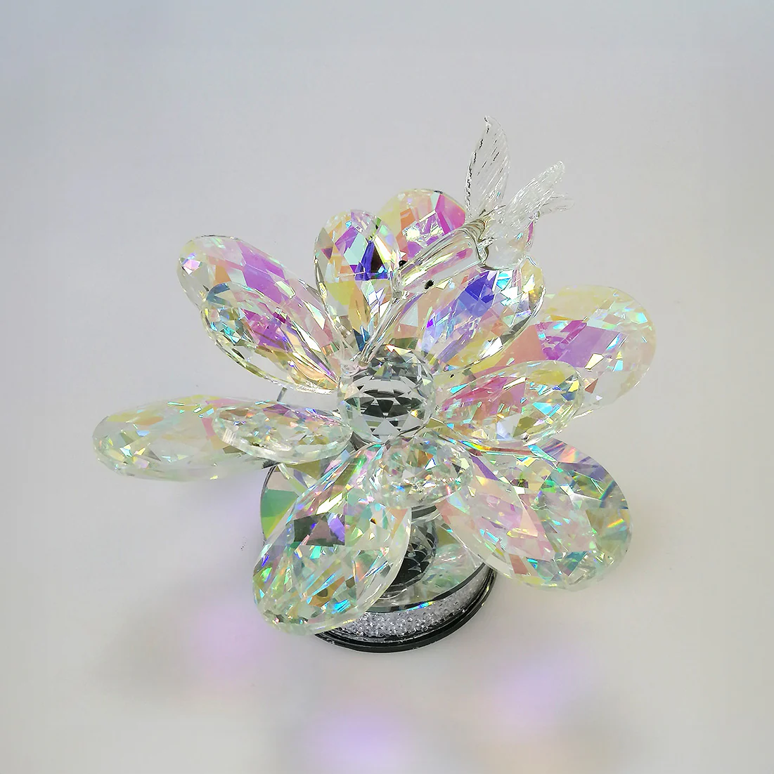 Glass Hummingbird On Flower - Large - Image 3