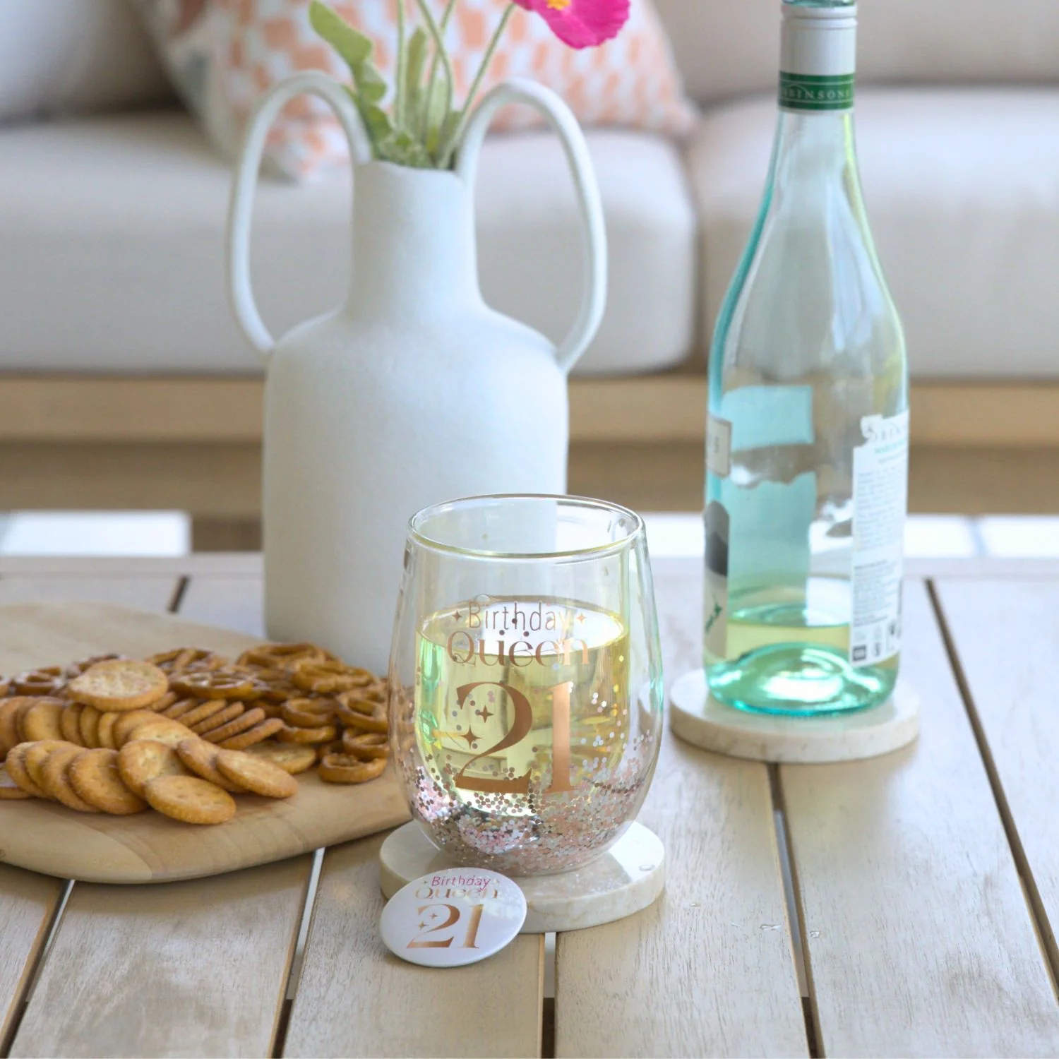Glittery Stemless Glass - '21st' - Image 2