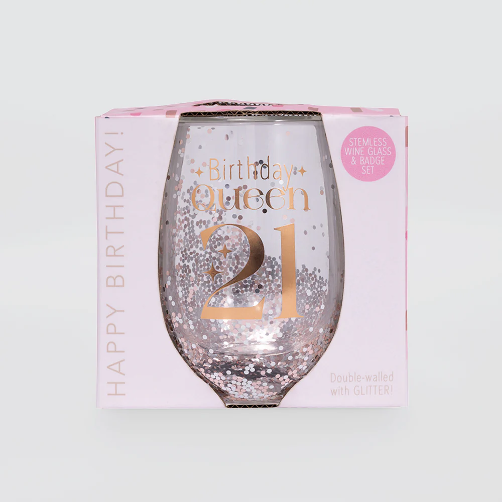 Glittery Stemless Glass - '21st' - Image 3