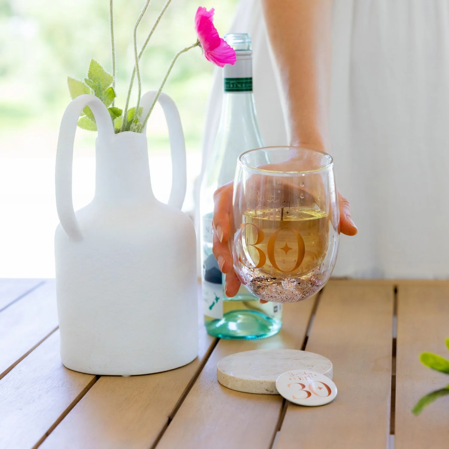 Glittery Stemless Glass - '30th' - Image 3