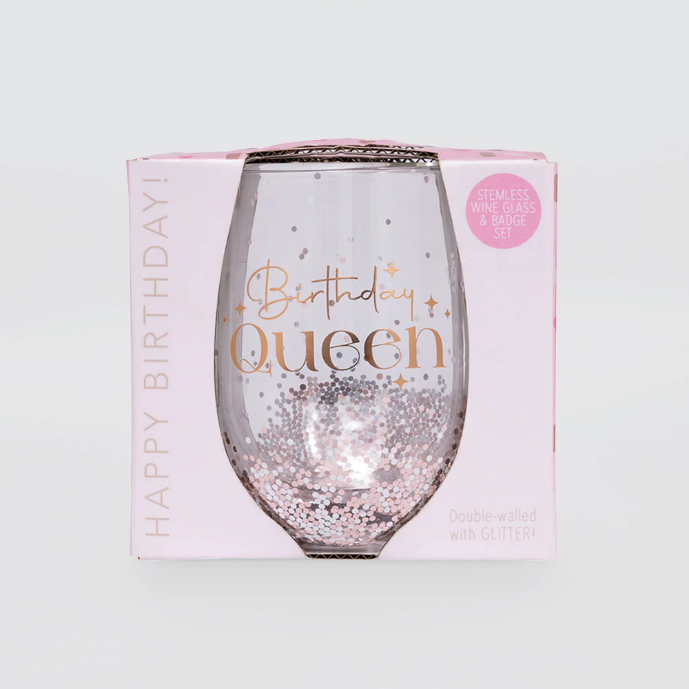 Glittery Stemless Glass - 'Birthday Queen' - Image 2