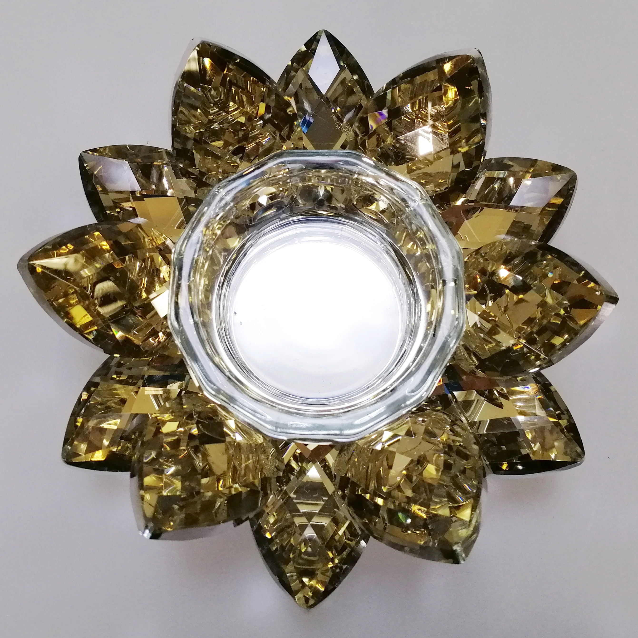 Gold Tinge Glass Flower Tealight Holder - Image 5