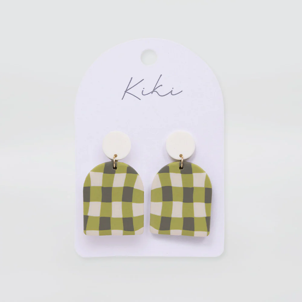Green Gingham Earrings - Image 2