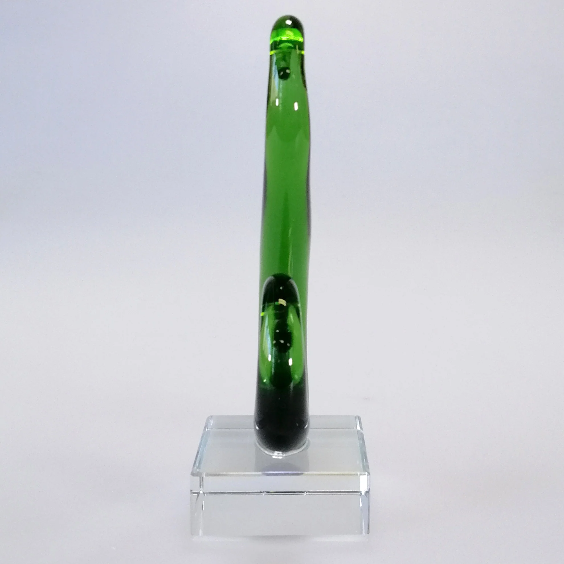 Green Glass Curling Koru Sculpture - Image 3