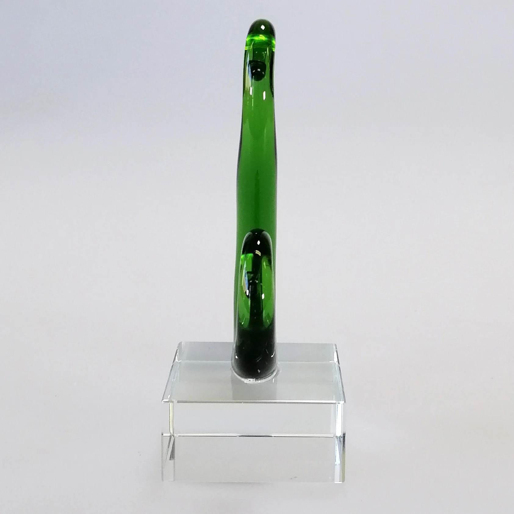 Green Glass Fern Koru Sculpture - Image 3