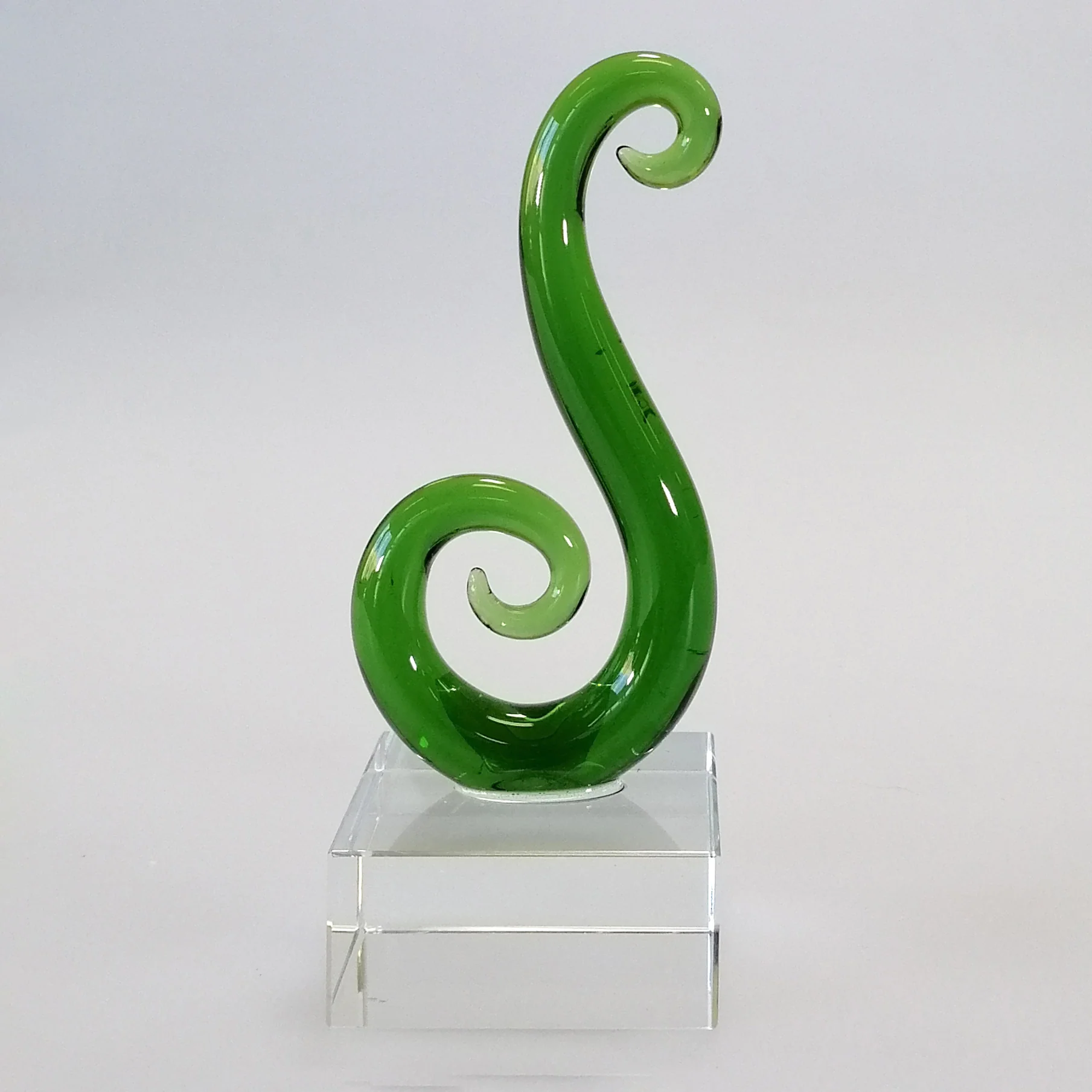 Green Glass Fern Koru Sculpture - Image 5