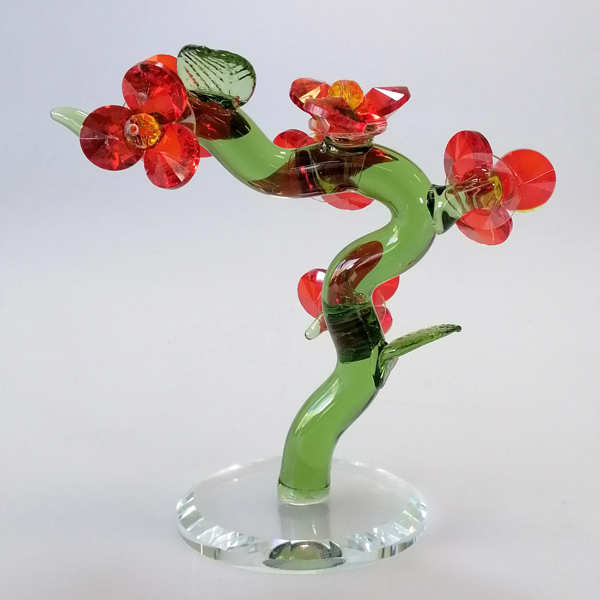 Green Glass Tree with Red Flowers - Image 4