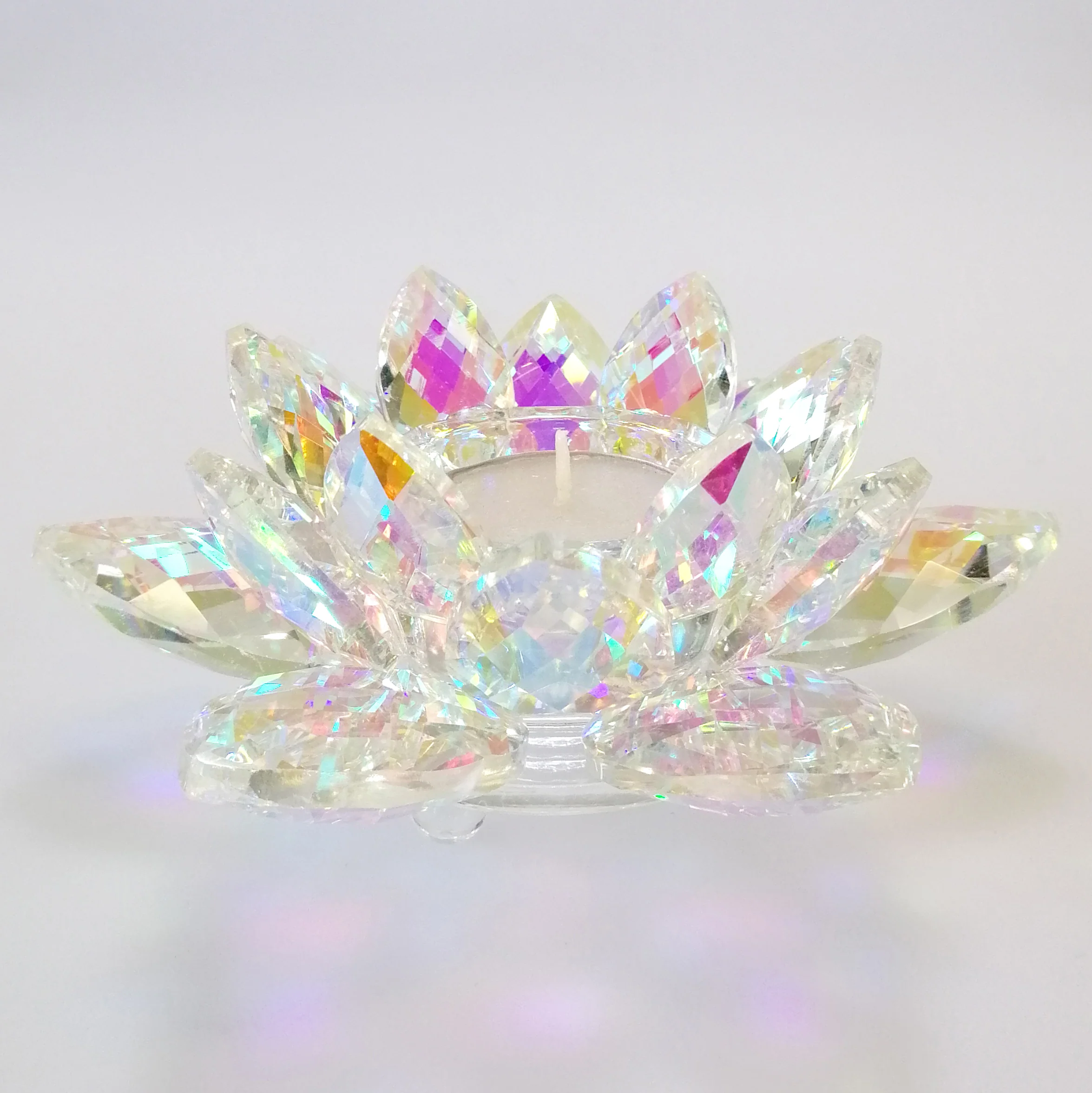 Iridescent Cut Glass Wreath Candle Holder - Image 3