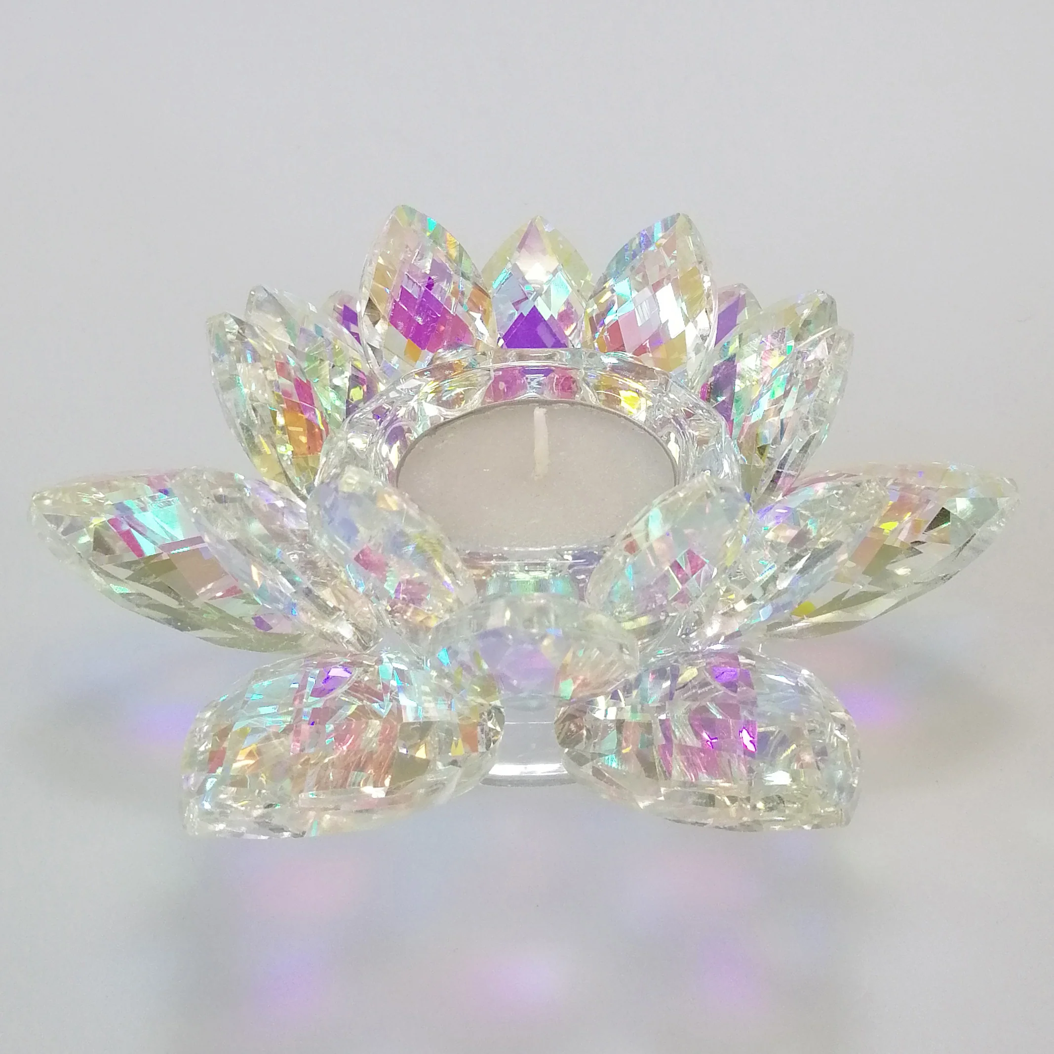 Iridescent Cut Glass Wreath Candle Holder - Image 4