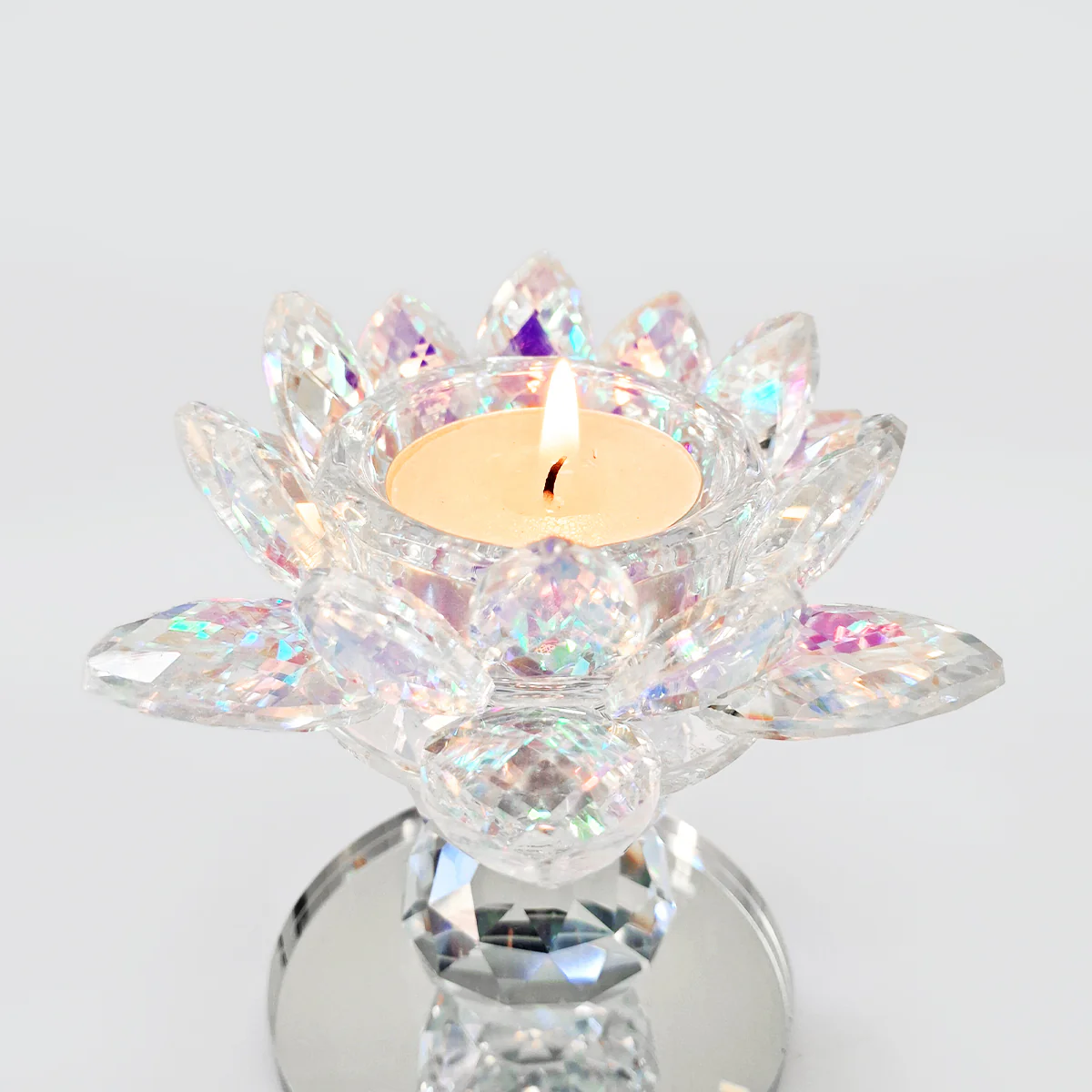 Iridescent Flower Pillar Candle Stand - Image 2