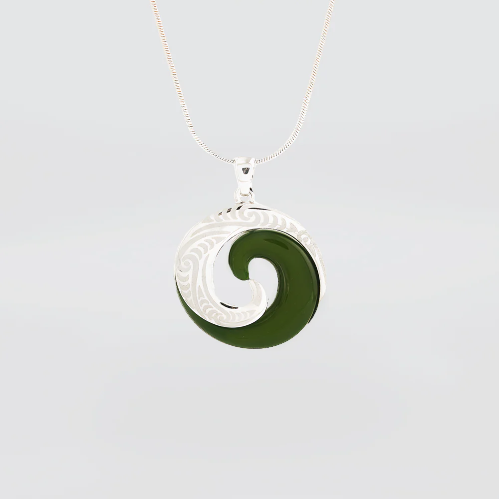 Jade Koru Rhodium Pendant