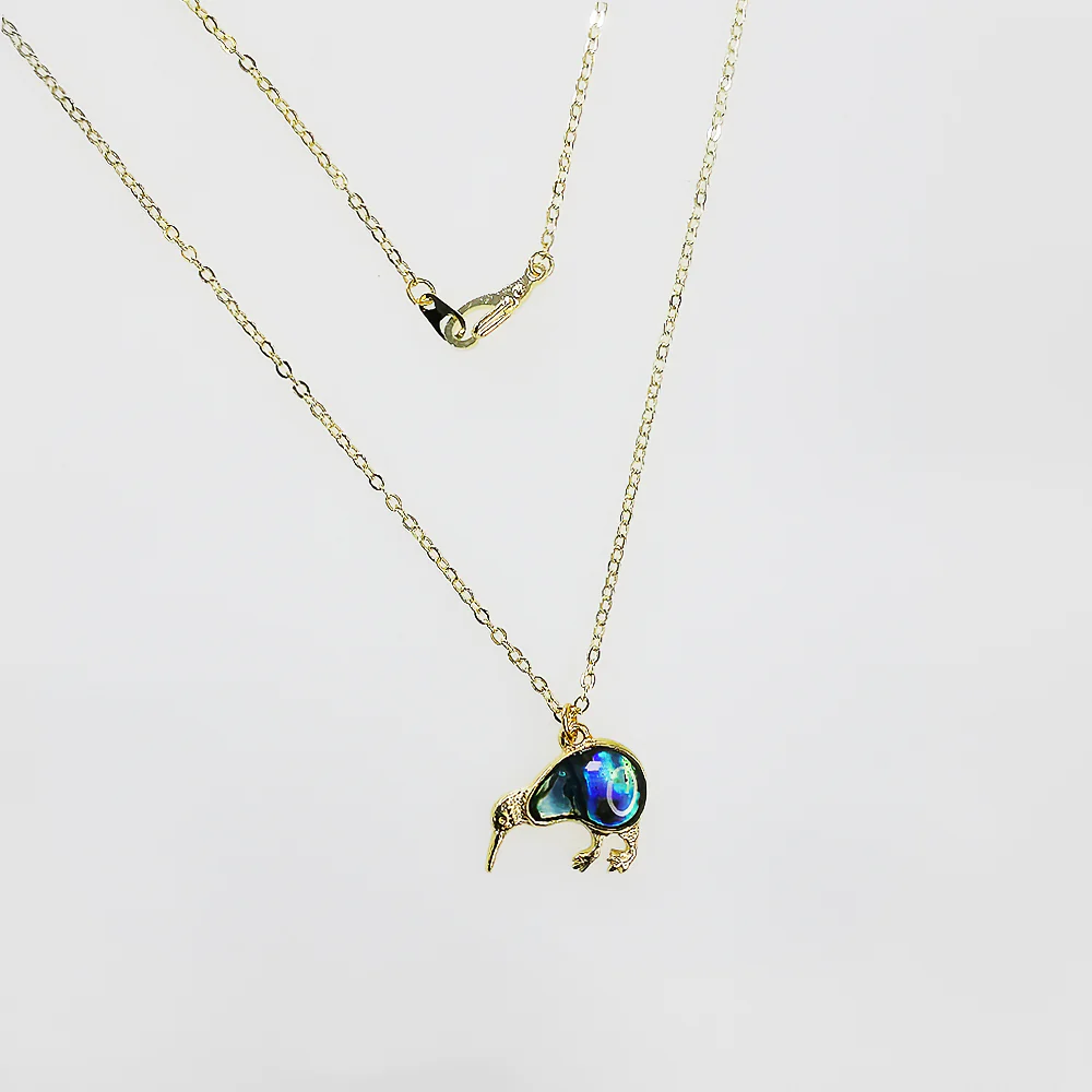 Kiwi Paua Pendant - Gold