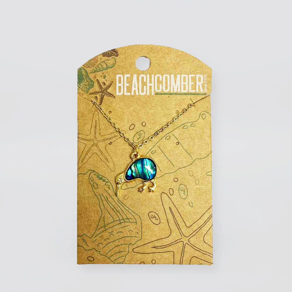 Kiwi Paua Pendant - Gold - Image 2