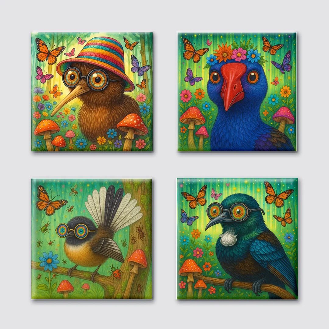 Kiwiana Ceramic Coaster - Set/4