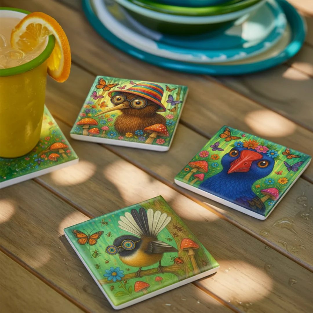 Kiwiana Ceramic Coaster - Set/4 - Image 2