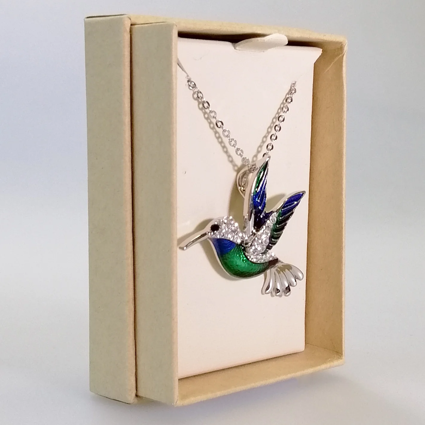 Kiwicraft - Blue & Green Hummingbird Necklace - Image 2