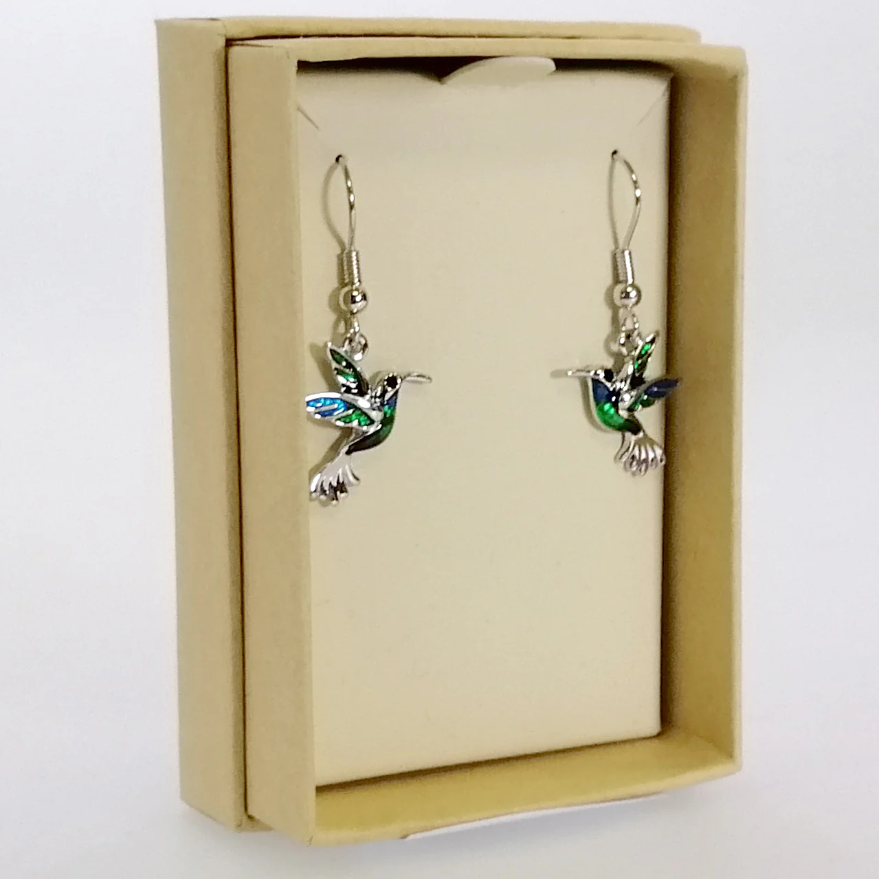 Kiwicraft - Blue & Green Hummingbird Earrings - Image 2