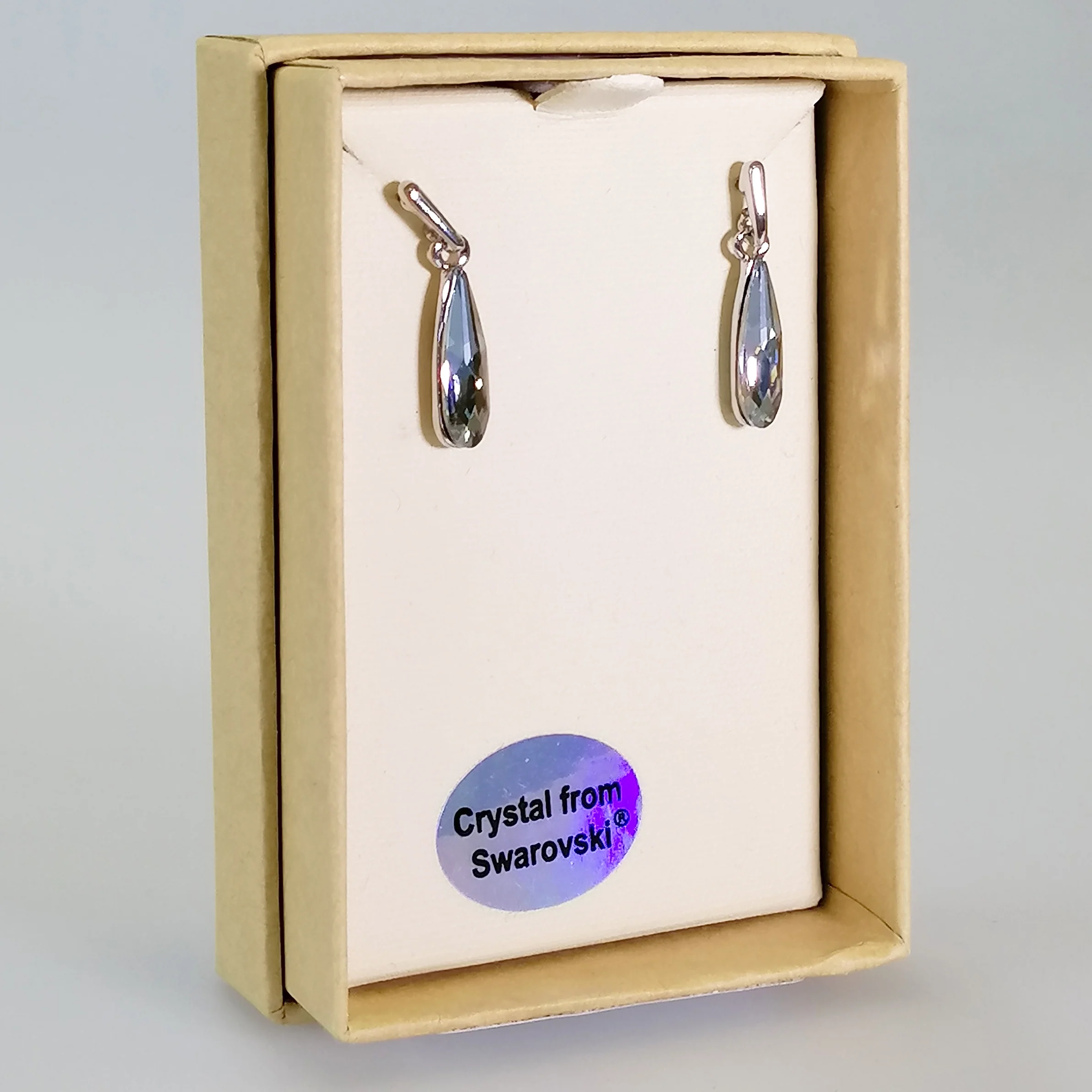 Kiwicraft - Grey Waterdrop Swarovski Earrings - Image 2