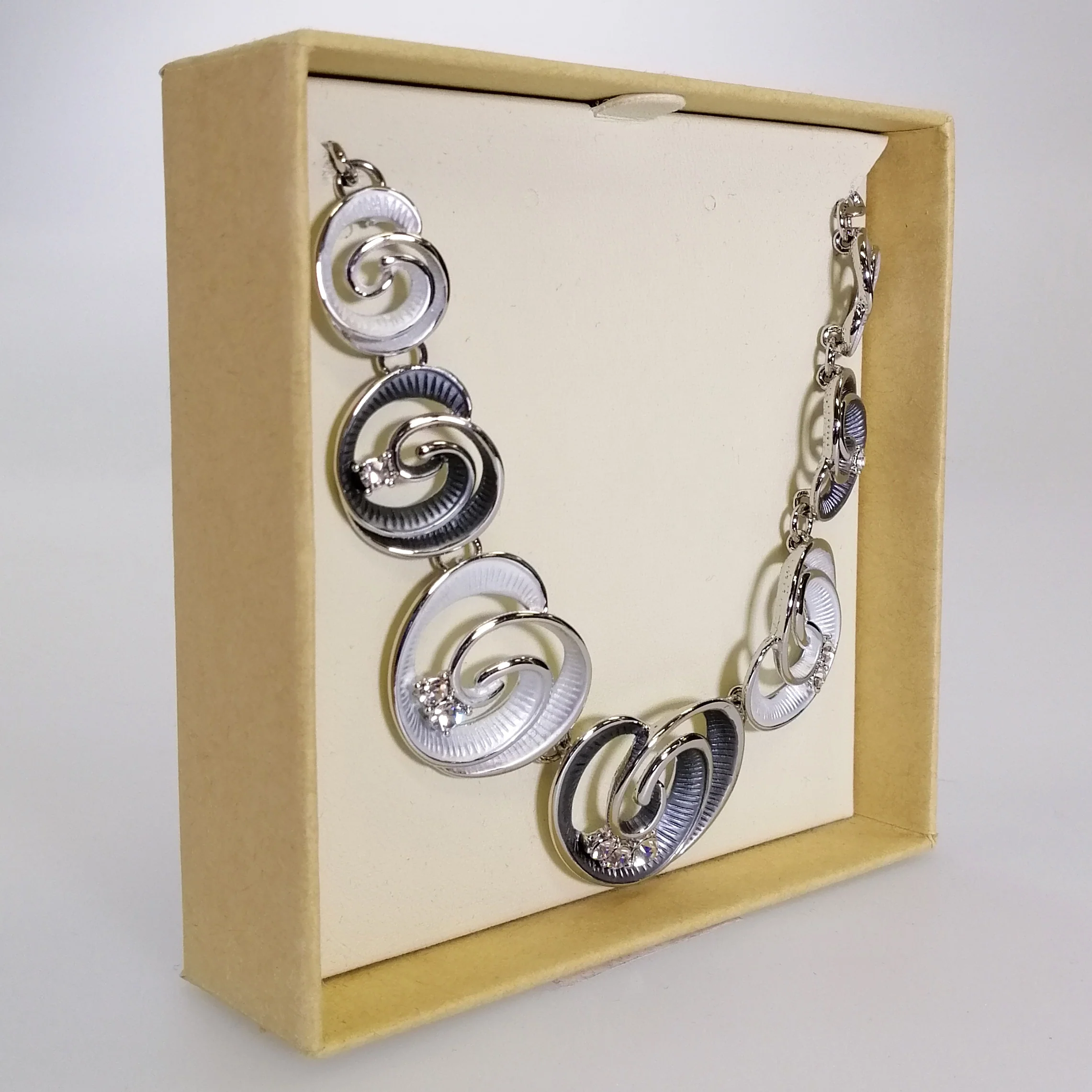 Kiwicraft - Grey & White Koru Style Statement Necklace - Image 2