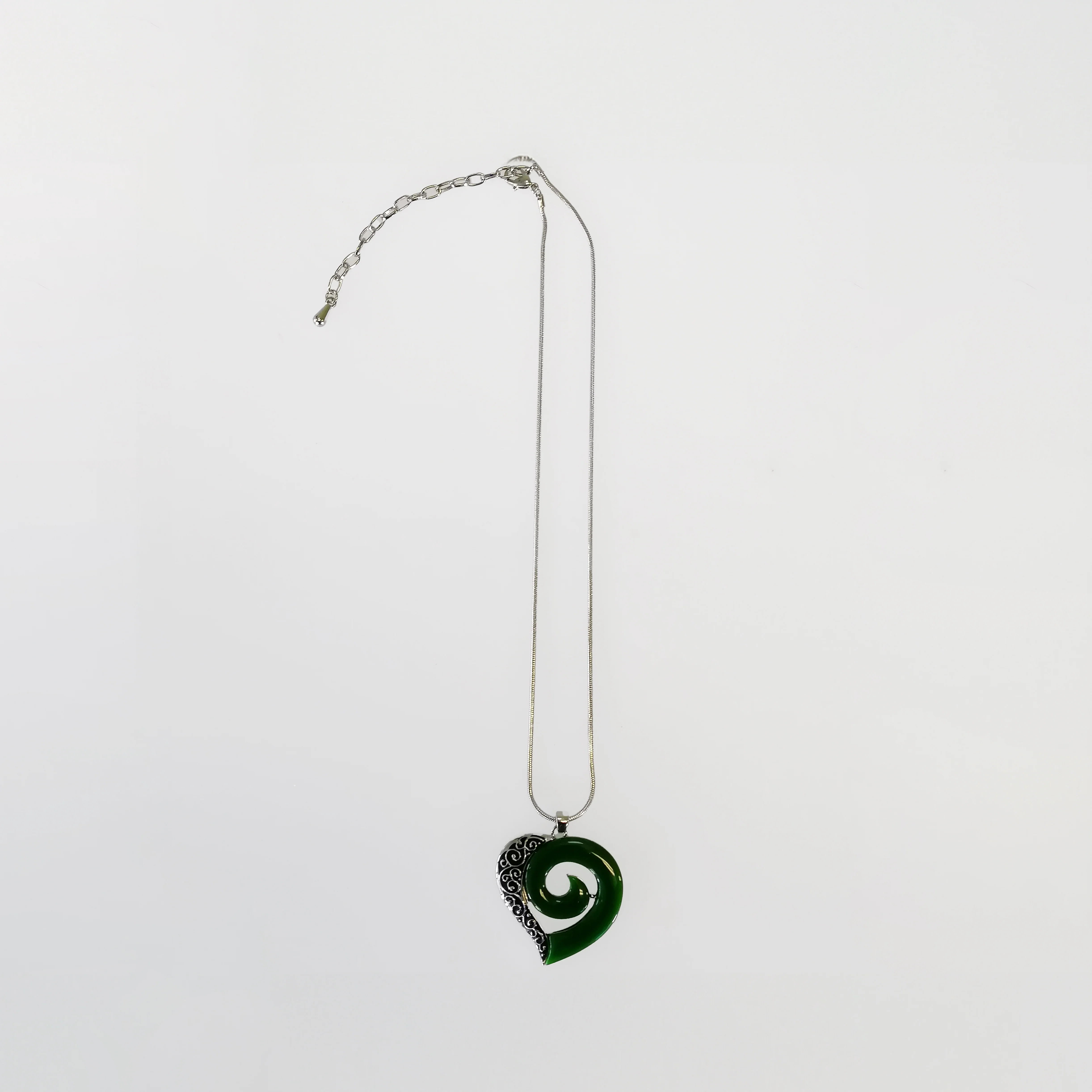 Kiwicraft - Jade Green Koru Heart Necklace - Image 2