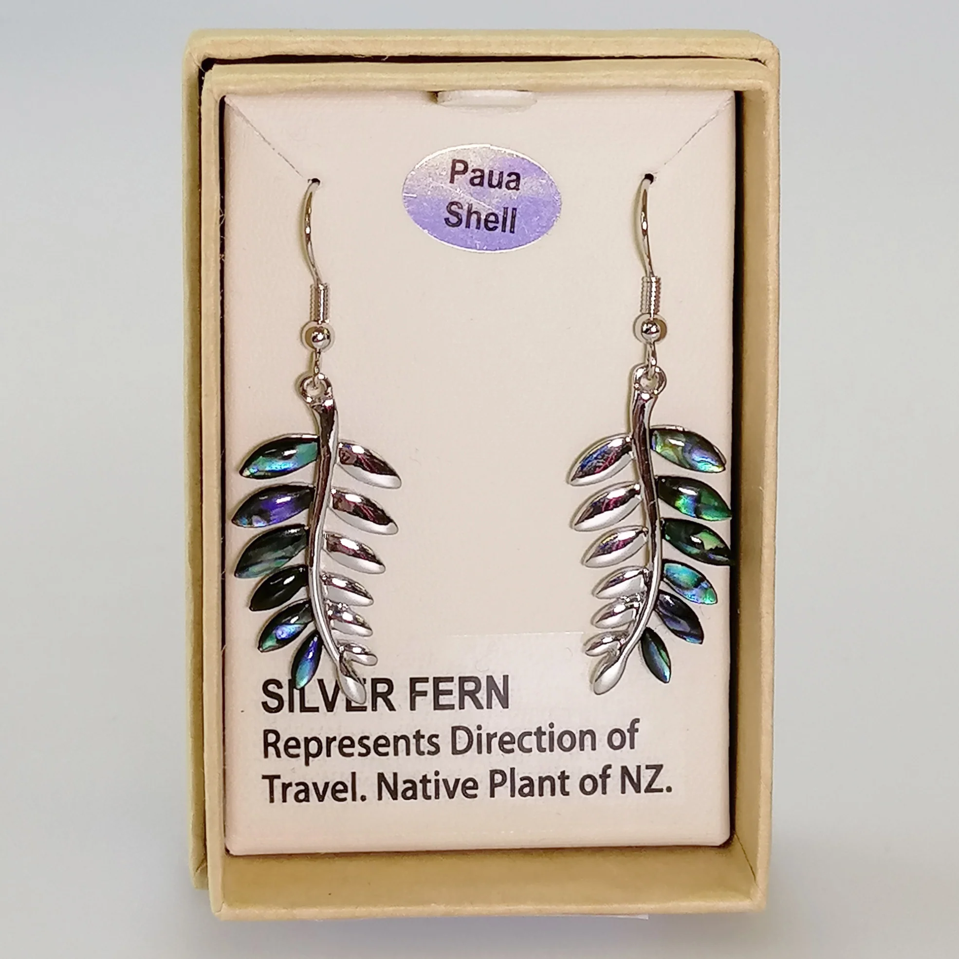 Kiwicraft - Paua Silver Fern Earrings