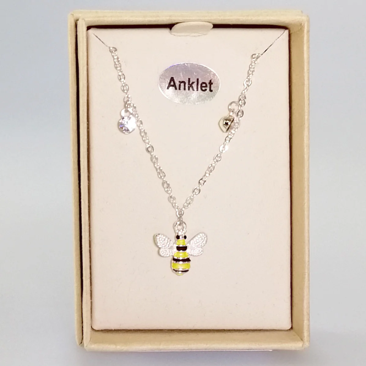 Kiwicraft - Rhinestone & Silver-look Bees Anklet