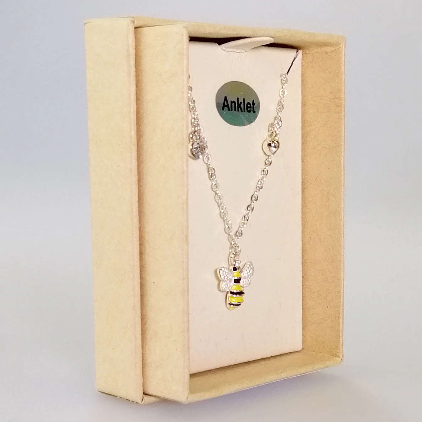 Kiwicraft - Rhinestone & Silver-look Bees Anklet - Image 2