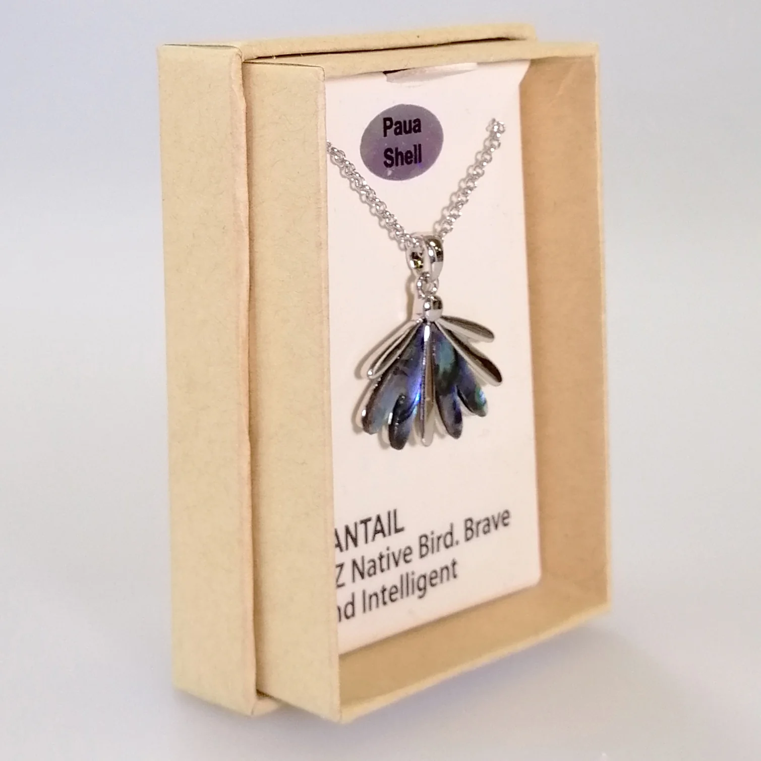 Kiwicraft - Rhodium & Paua Fantail Necklace - Image 2