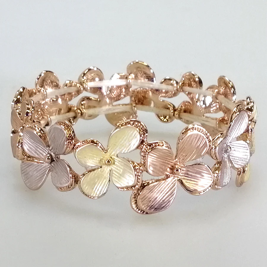 Kiwicraft - Rose Gold Flowers Elastic Bangle - Image 4