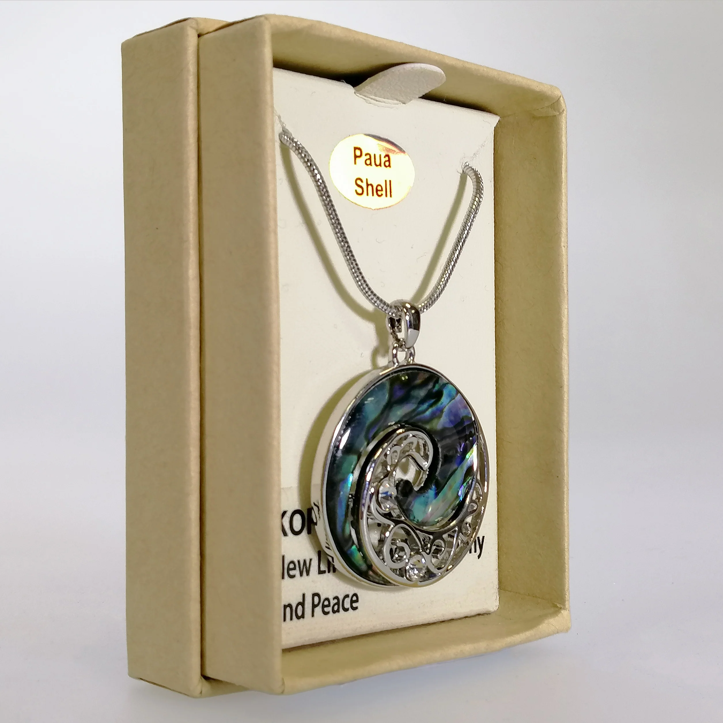 Kiwicraft - Round Paua Koru Necklace - Image 3