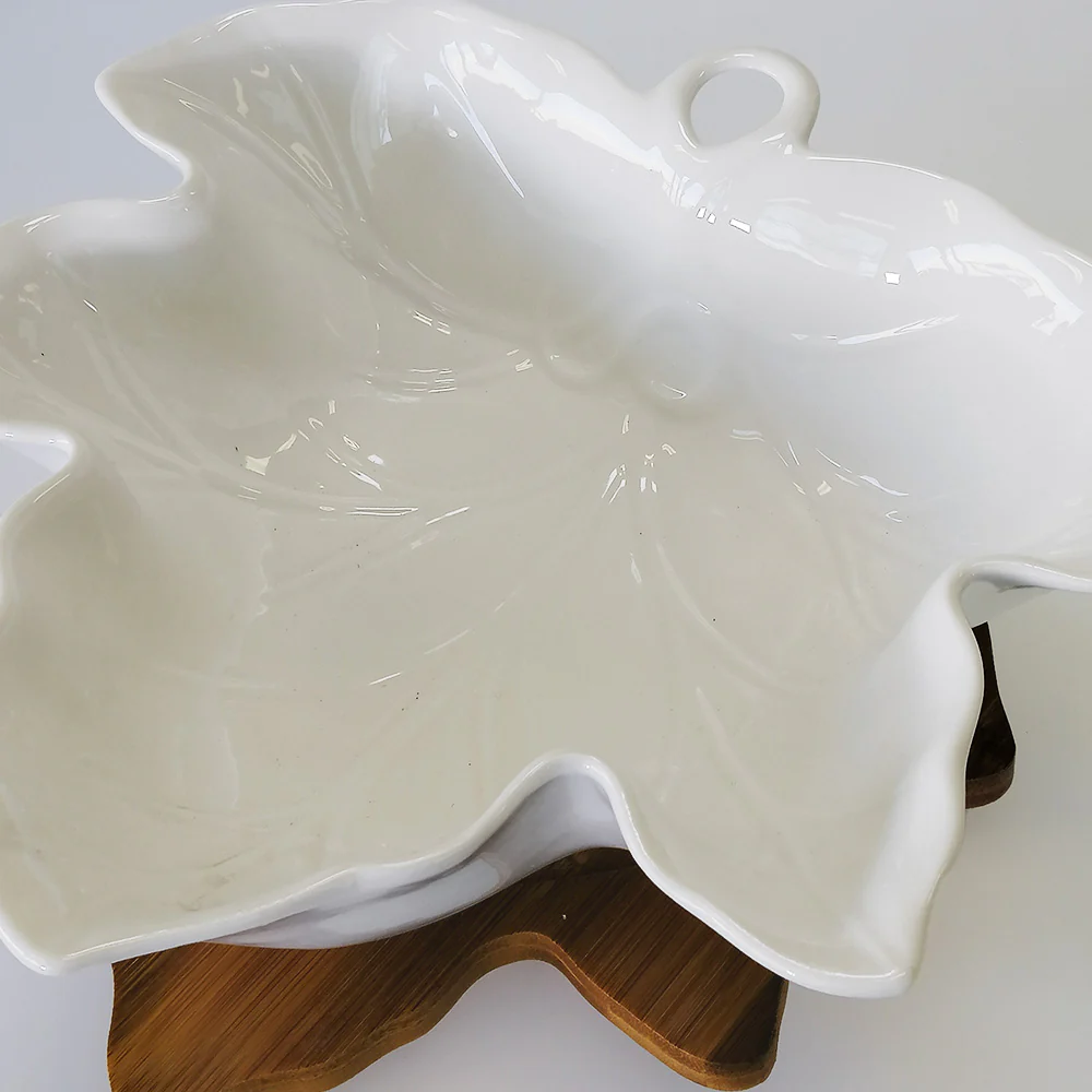 Leaf Serving Bowl With Utensils - Small - Image 3