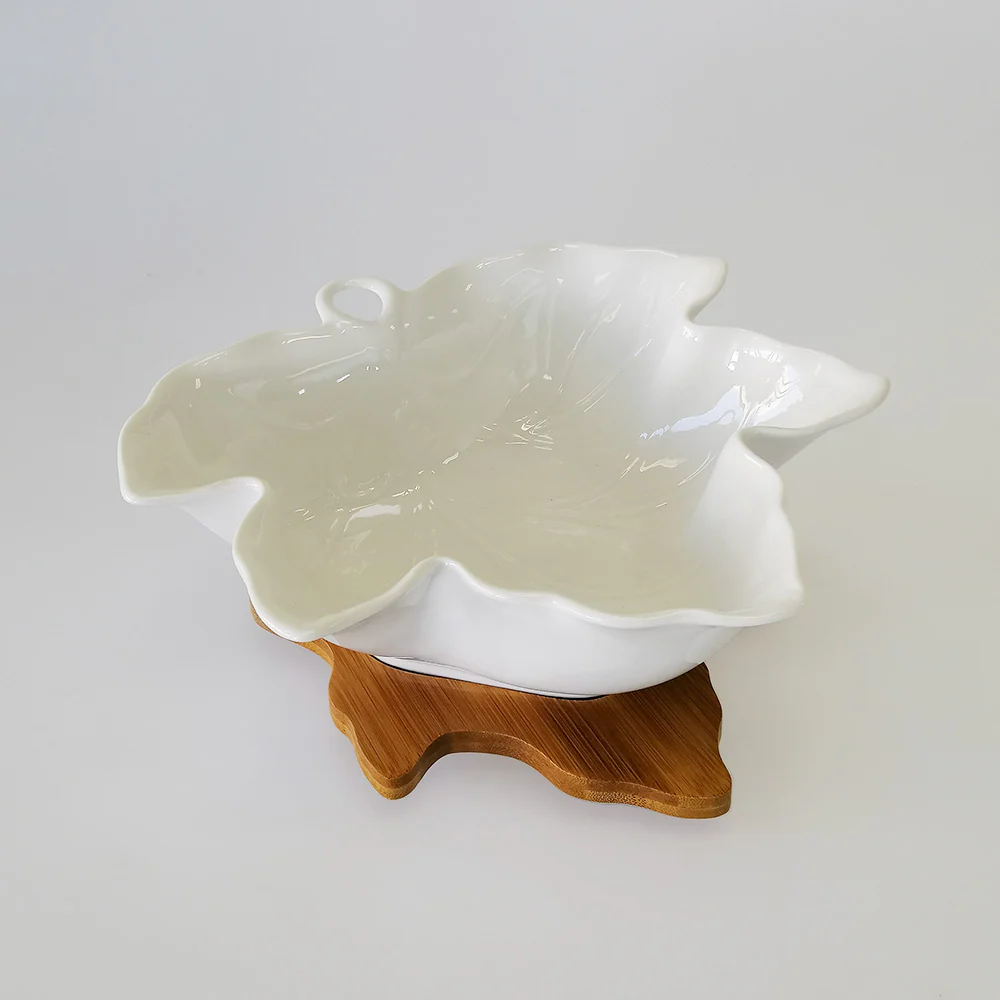 Leaf Serving Bowl With Utensils - Small - Image 4
