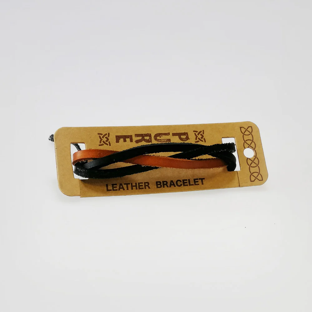 Leather Bracelet - Black & Loose Woven - Image 2