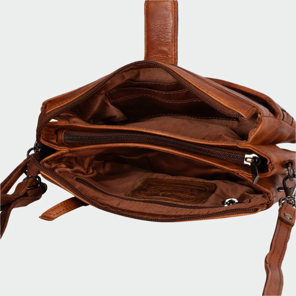 Leather 'Phone' Purse - Cognac - Image 4