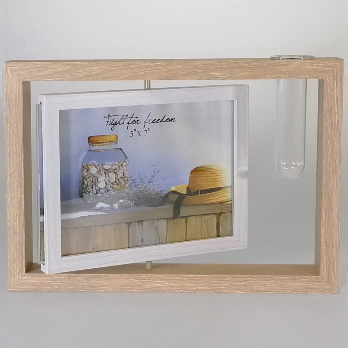 Light Mirror Spin Photo Frame With Tube Vase - 5"x 7" - Image 3