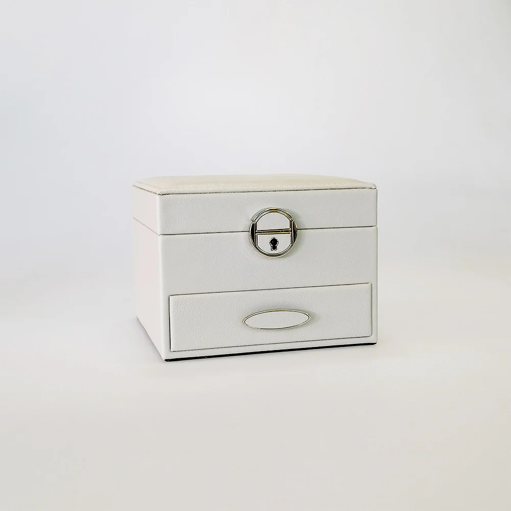 Lockable Jewellery Box With Drawers - Grey - Image 2