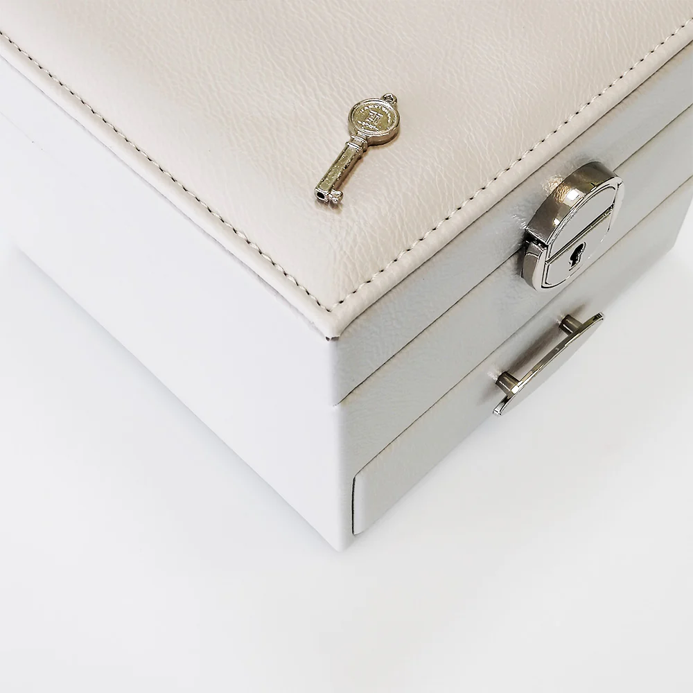 Lockable Jewellery Box With Drawers - Grey - Image 4