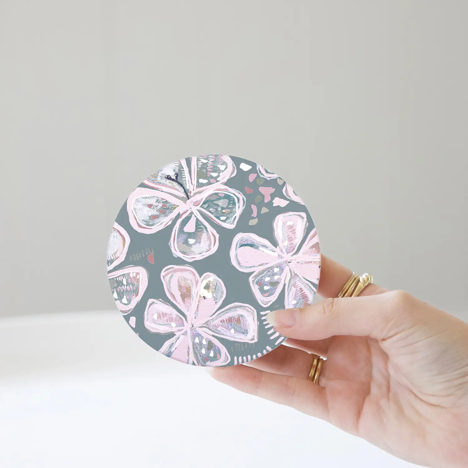 Love, Vera - Ceramic Coaster - Floral Teal - Image 2