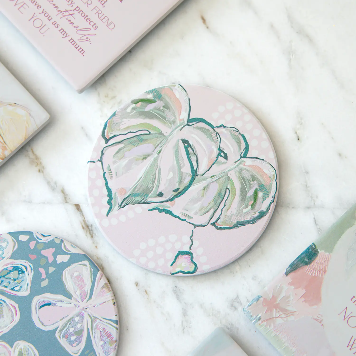 Love, Vera - Ceramic Coaster - Monstera - Image 2